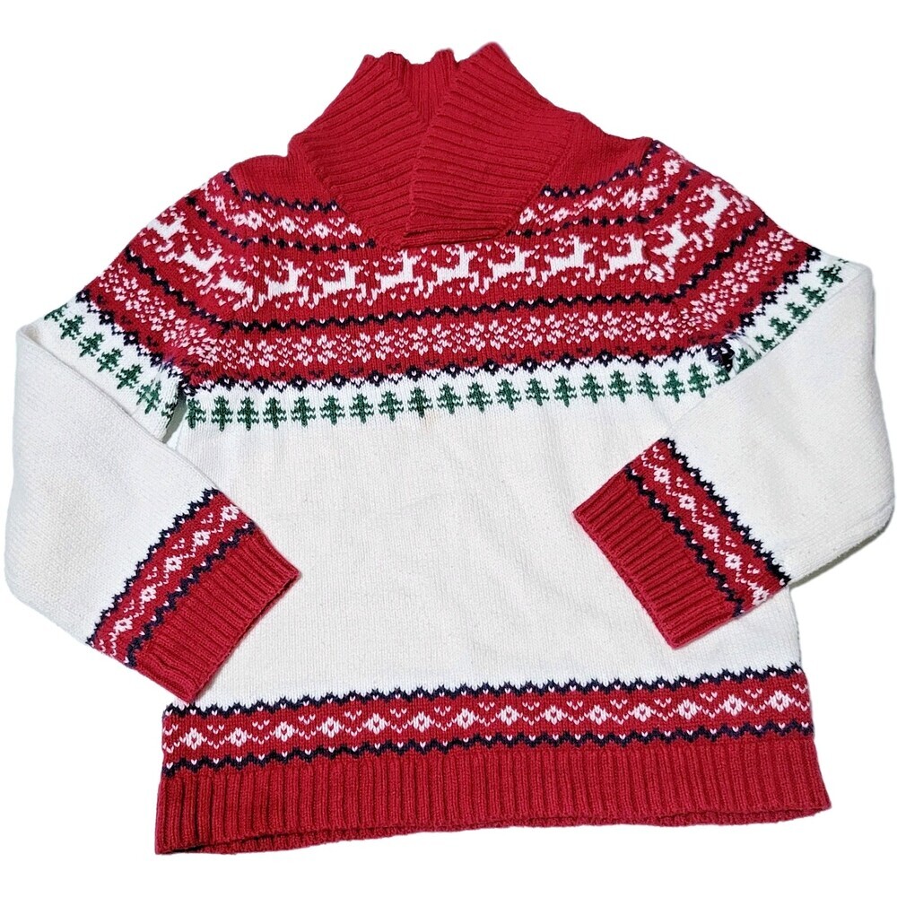 Tommy Bahama Sweater Small 5/6 Boys Christmas Fair Isle Knit Cotton Blend